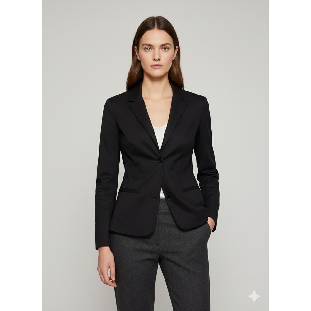 Sisley Tailored Womens US6 Black Blazer Long Sleeves Front Buttons Jacket